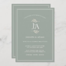 Elegant Sage Green Classic Initialen Bruiloft