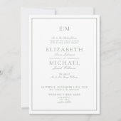 Elegant Sage Green Classic Script Monogram Weddens Kaart (Voorkant)