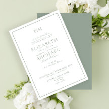 Elegant Sage Green Classic Script Monogram Weddens