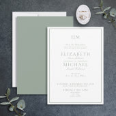 Elegant Sage Green Classic Script Monogram Weddens Kaart