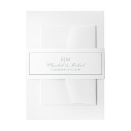 Elegant Sage Green Classic Script Monogram Weddens Uitnodigingen Wikkel