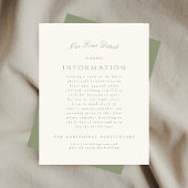 Elegant Sage Green Cream Script Formele de bruilof Informatiekaartje