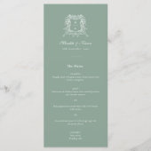 Elegant Sage Green  Crest Dank je bruiloft Menu (Voorkant)