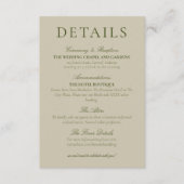 Elegant Sage Green Crest Monogram Wedding Details Informatiekaartje (Voorkant)