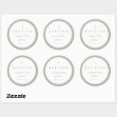 Elegant Sage Green Cross Boy Baptism  Ronde Sticker (Vel)