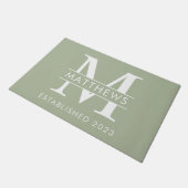 Elegant Sage Green Custom Monogram Name Deurmat (Schuin)