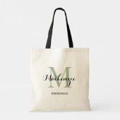 Elegant Sage Green Custom Wedding Bridesmaid Name Tote Bag (Achterkant)