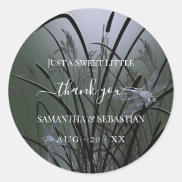 Elegant Sage Green Dragonflies Bedankt Ronde Sticker