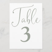 Elegant Sage Green Eenvoudig Groot Tafelnummer (Achterkant)