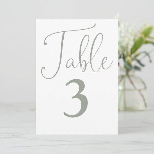 Elegant Sage Green Eenvoudig Groot Tafelnummer (Staand voorkant)