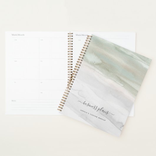 Elegant Sage Green en Grey Waterverf Planner (Display)