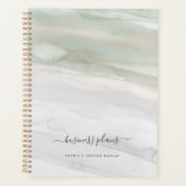 Elegant Sage Green en Grey Waterverf Planner (Voorkant)