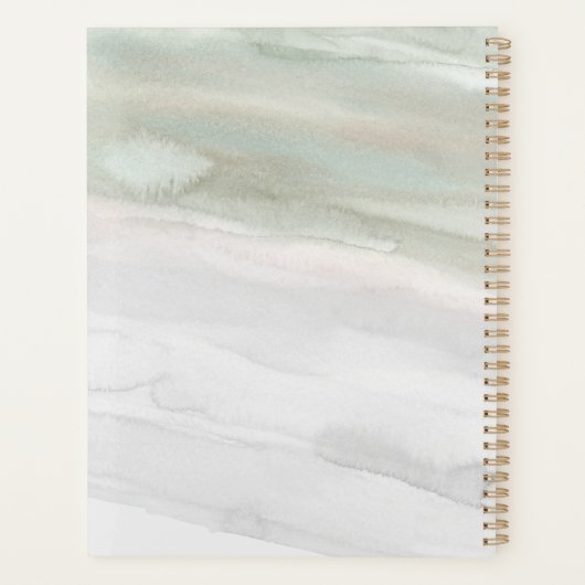 Elegant Sage Green en Grey Waterverf Planner (Achterkant)