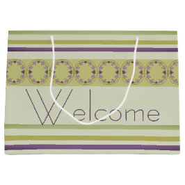 Elegant Sage Green en Paarse Floral Groot Cadeauzakje