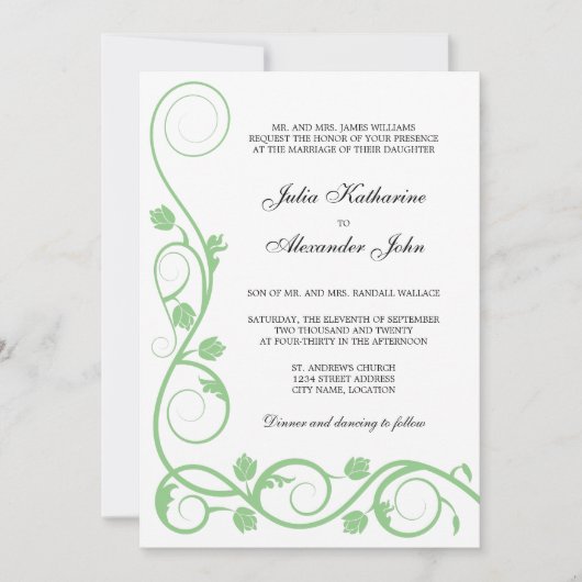 Elegant Sage Green en White Swirls Kaart (Voorkant)