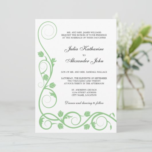 Elegant Sage Green en White Swirls Kaart (Staand voorkant)