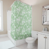 ELEGANT SAGE GREEN EN WITTE LACE SHOWER CURTATION DOUCHEGORDIJN (In situ)
