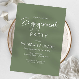 Elegant Sage Green Engagement Party Kaart