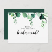 Elegant Sage Green Eucalyptus Foliage Bridesmaid Briefkaart (Voorkant / Achterkant)