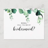 Elegant Sage Green Eucalyptus Foliage Bridesmaid Briefkaart (Voorkant)