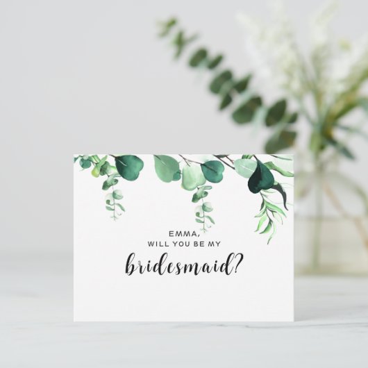 Elegant Sage Green Eucalyptus Foliage Briefkaart (Staand voorkant)