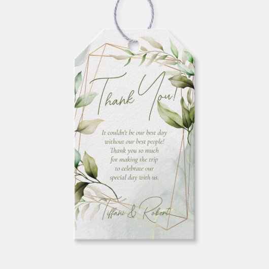 Elegant Sage Green Eucalyptus Foliage Weddenschap Cadeaulabel (Voorkant)