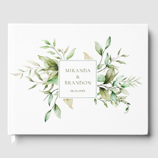 Elegant Sage Green Eucalyptus Foliage Weddenschap Gastenboek (Voorkant)
