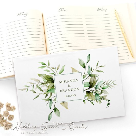 Elegant Sage Green Eucalyptus Foliage Weddenschap Gastenboek