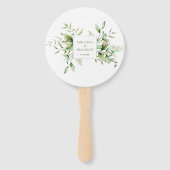 Elegant Sage Green Eucalyptus Foliage Weddenschap Handwaaier (Voorkant)