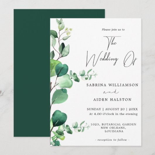 Elegant Sage Green Eucalyptus Foliage Weddenschap Kaart (Voorkant / Achterkant)