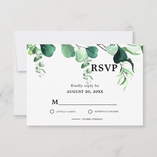 Elegant Sage Green Eucalyptus Foliage Weddenschap RSVP Kaartje (Voorkant)