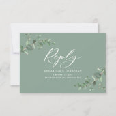 Elegant sage green Eucalyptus Greenery Wedding RSVP Kaartje (Voorkant)