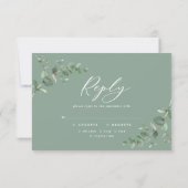 Elegant sage green Eucalyptus Greenery Wedding RSVP Kaartje (Achterkant)