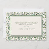 Elegant Sage Green Eucalyptus Leaves Cream Wedding Bedankkaart (Achterkant)