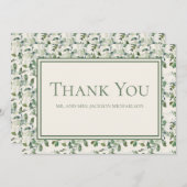Elegant Sage Green Eucalyptus Leaves Cream Wedding Bedankkaart (Voorkant / Achterkant)