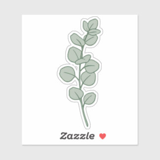 Elegant Sage Green Eucalyptus Minimalist Botanical Sticker