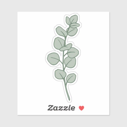 Elegant Sage Green Eucalyptus Minimalist Botanical Sticker (Vel)