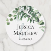 Elegant Sage Green Eucalyptus Wedding Bedankjes Labels (Voorkant)