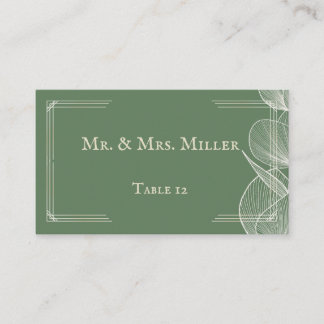 Elegant Sage Green Eucalyptus Wedding Folded Place Plaatskaartje