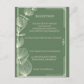 Elegant Sage Green Eucalyptus Wedding Reception Informatiekaartje (Voorkant)