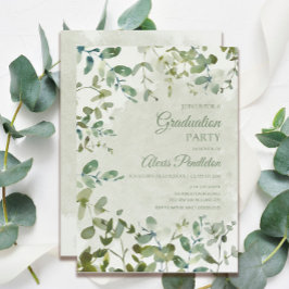Elegant Sage Green Eucalyptus White Afstuderen Kaart