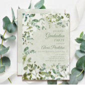 Elegant Sage Green Eucalyptus White Afstuderen Kaart