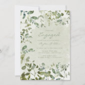 Elegant Sage Green Eucalyptus White Verloving Kaart (Voorkant)