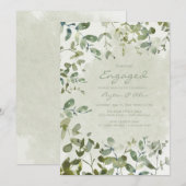 Elegant Sage Green Eucalyptus White Verloving Kaart (Voorkant / Achterkant)