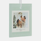 Elegant Sage Green Family Photo Keepsake Christmas Glas Ornament (Voorkant Rechts)