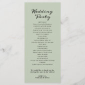 Elegant Sage Green Flat Wedding-programma Programmakaart (Achterkant)