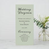 Elegant Sage Green Flat Wedding-programma Programmakaart (Staand voorkant)