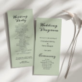Elegant Sage Green Flat Wedding-programma Programmakaart