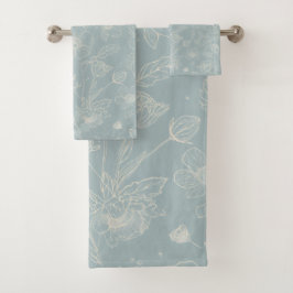 Elegant Sage Green Floral Bad Handdoek