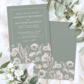 Elegant Sage Green Floral Boho Wedding Kaart